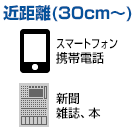 近距離(30cm～)／スマートフォン、携帯電話、新聞、雑誌、本