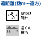 遠距離(数m～遠方)／壁掛け時計、遠くの景色